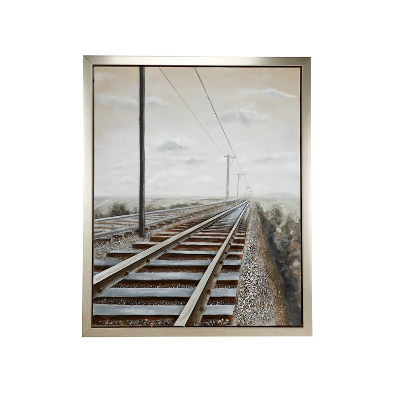 Gray Industrial Railroad Canvas Wall Art, 53" x 44"