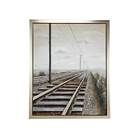 Gray Industrial Railroad Canvas Wall Art, 53" x 44"