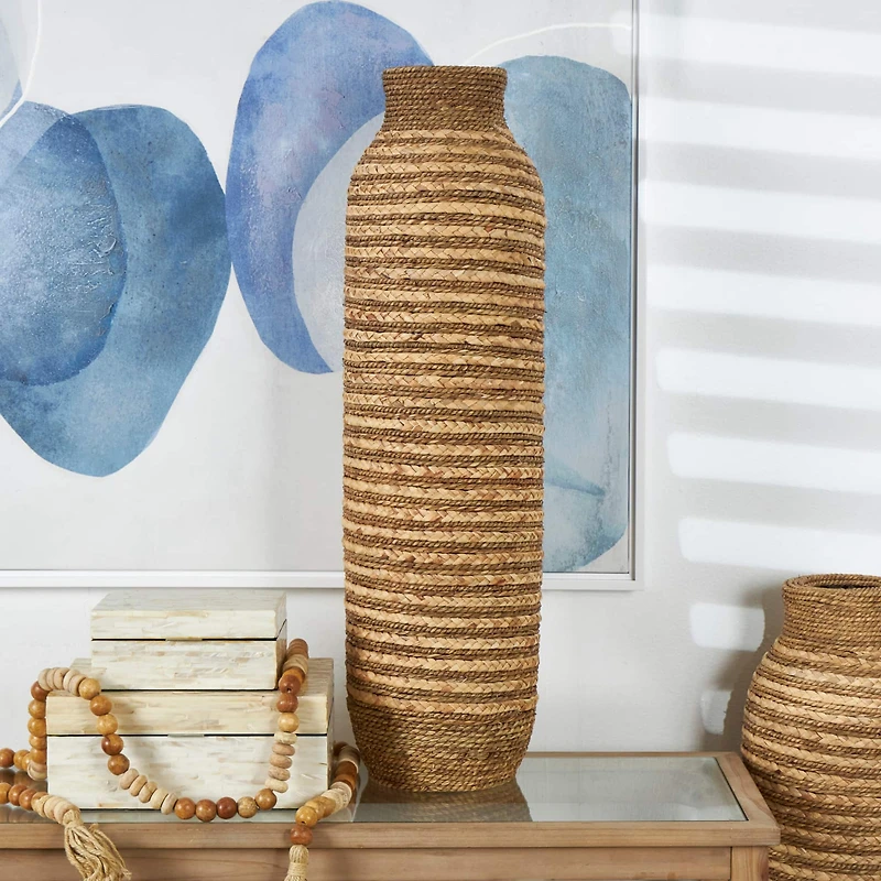 32" Brown Seagrass Handmade Vase