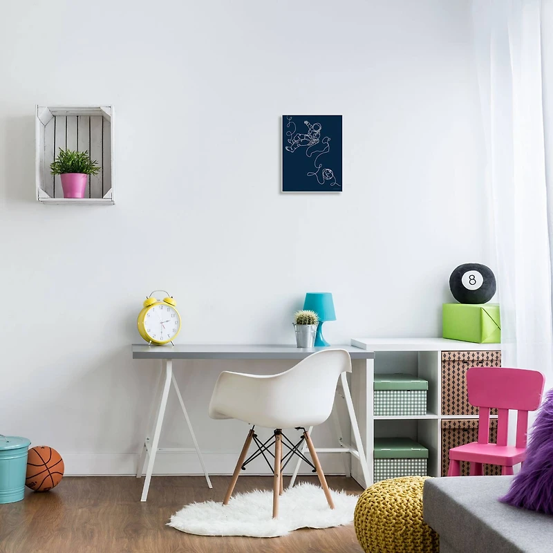 Stupell Industries Astronaut in Outer Space Over Earth Line Drawing Wall Plaque