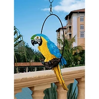 Design Toscano 14" Polly in Paradise Parrot on Ring Perch