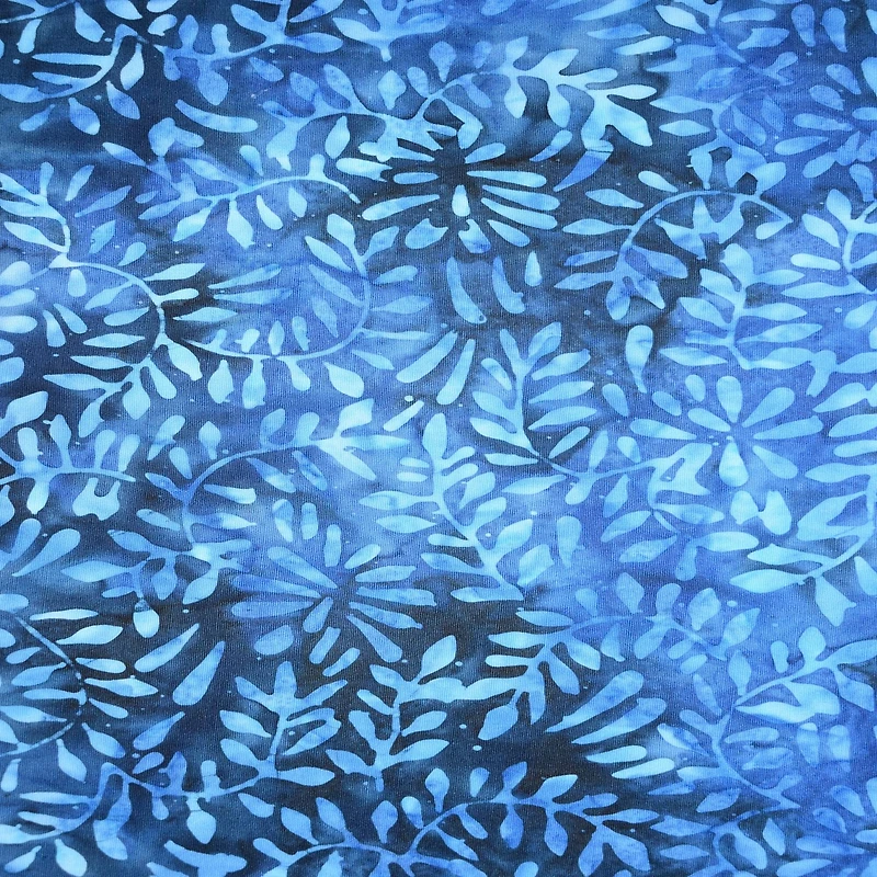 Feldman Batik Navy Royal Stamp Clover Petal Cotton Fabric