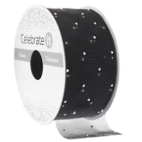 1.5" x 3yd. Black & Silver Dotted Ribbon by Celebrate It®