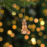 Orange & Black Christmas Leopard Glass Ornament