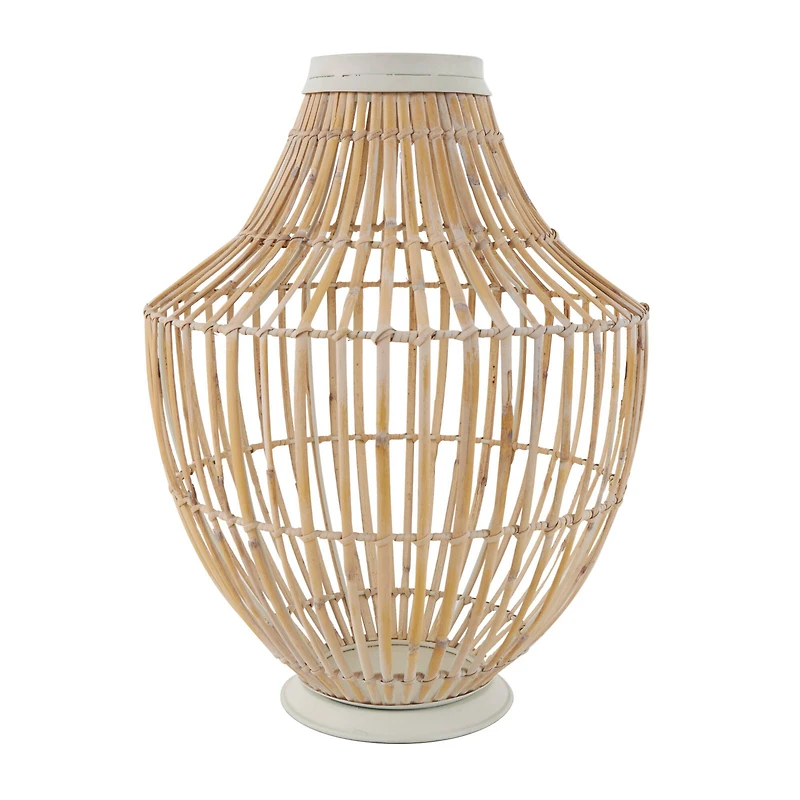 17" Brown Bamboo Handmade Open Frame Vase