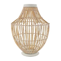 17" Brown Bamboo Handmade Open Frame Vase