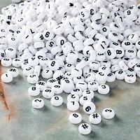 White & Black Number Acrylic Circle Craft Beads, 7mm by Bead Landing™