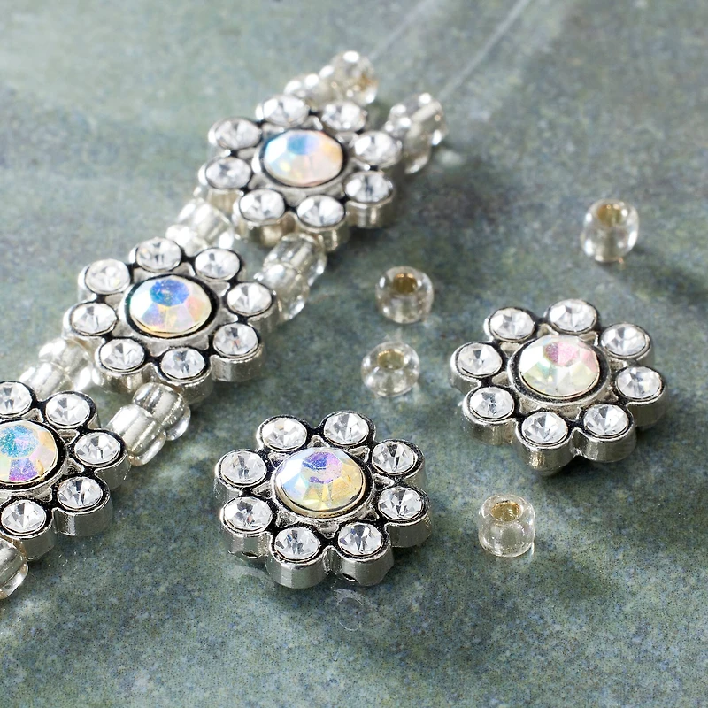 12 Pack: Silver-Plated Flower Sliders, 15mm by Bead Landing™