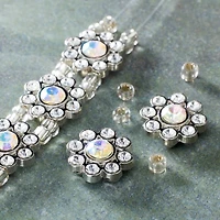 12 Pack: Silver-Plated Flower Sliders, 15mm by Bead Landing™