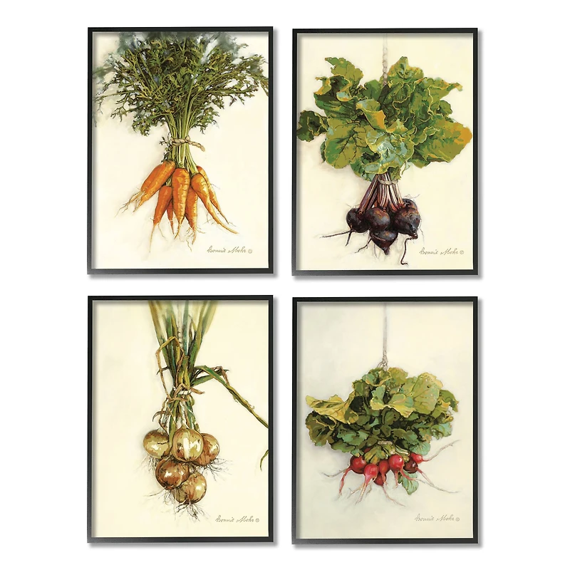 Stupell Industries Kitchen Vegetable Bunches Farm Radish Beets Carrots Onions Framed Wall Art