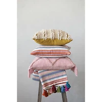 Hello Honey® Pink Tufted Pattern Cotton Blend Pillow with Fringe