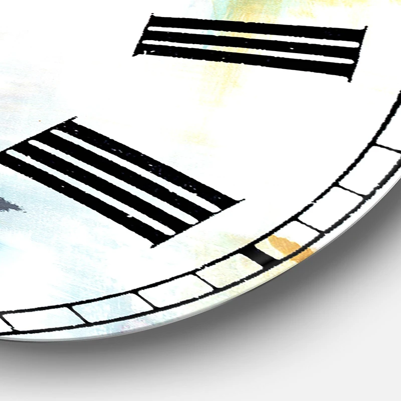 Designart 'Teal And White Composition Large Modern Wall Clock