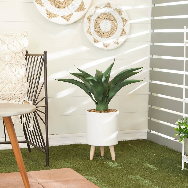 2.5ft. Potted White Plastic Modern Artificial Foliage