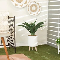 2.5ft. Potted White Plastic Modern Artificial Foliage