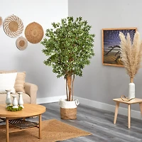 6ft. Japanese Maple Artificial Tree in Handmade Natural Jute and Cotton Planter