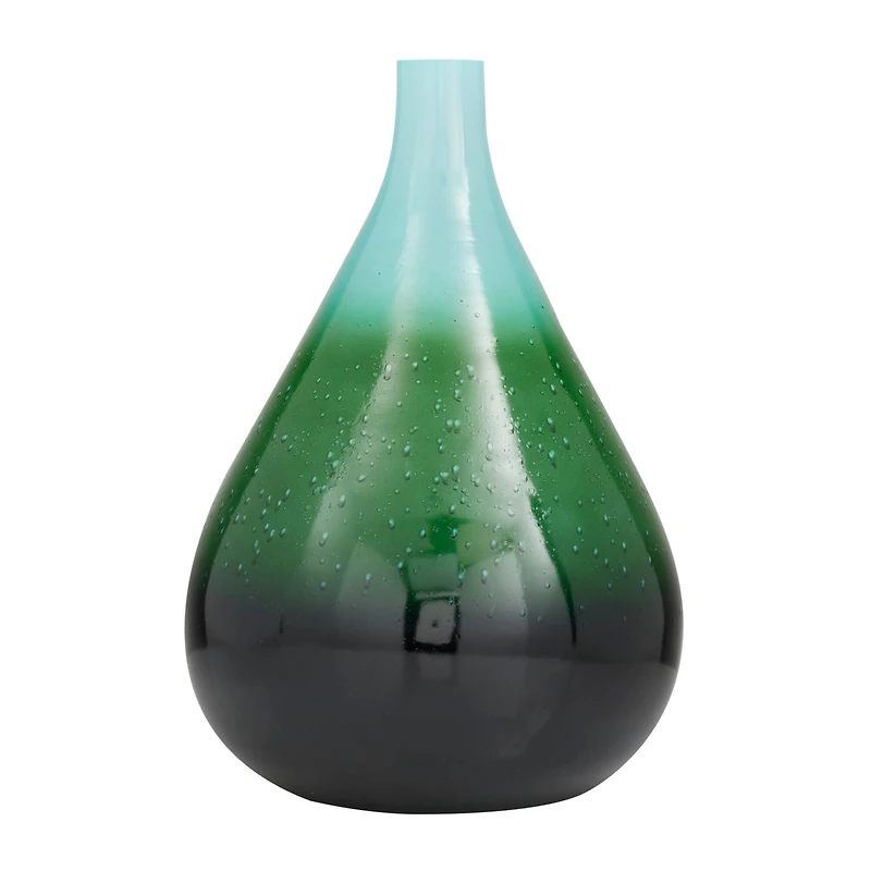 18" Green Glass Modern Vase