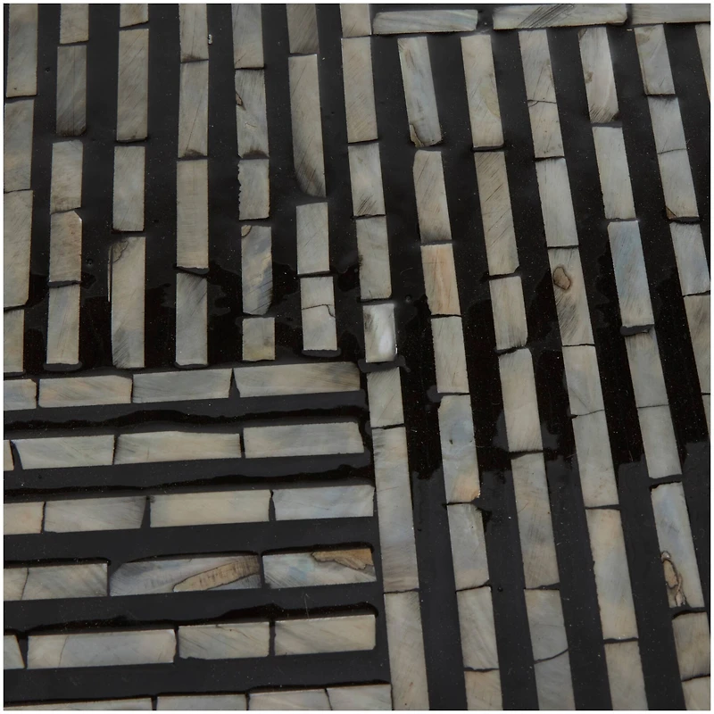 Black Mother of Pearl Drum Accent Table