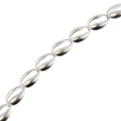 John Bead Matte Silver Metal Cowrie Beads, 16mm