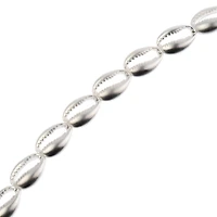 John Bead Matte Silver Metal Cowrie Beads, 16mm