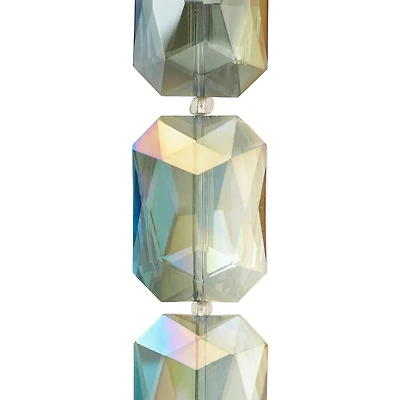 12 Pack: Multicolored Faceted Glass Rectangular Beads, 33mm by Bead Landing™