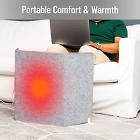 Mind Reader Under Desk Space Heater, Foldable Electric Foot Warmer Panel with Thermostat, Timer & Auto Shut Off, Portable Heater for Office or Home, Fabric, Gray