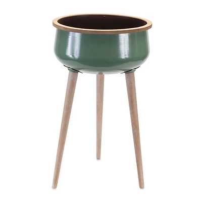 24" Metal Planter with Wood Legs