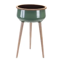 24" Metal Planter with Wood Legs
