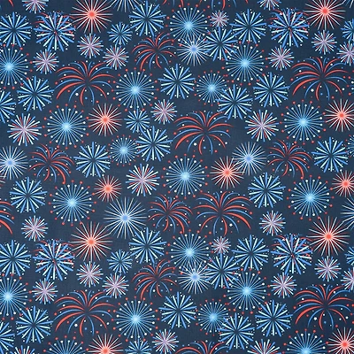 SINGER Patriotic Fireworks Print Ringspun Cotton Fabric