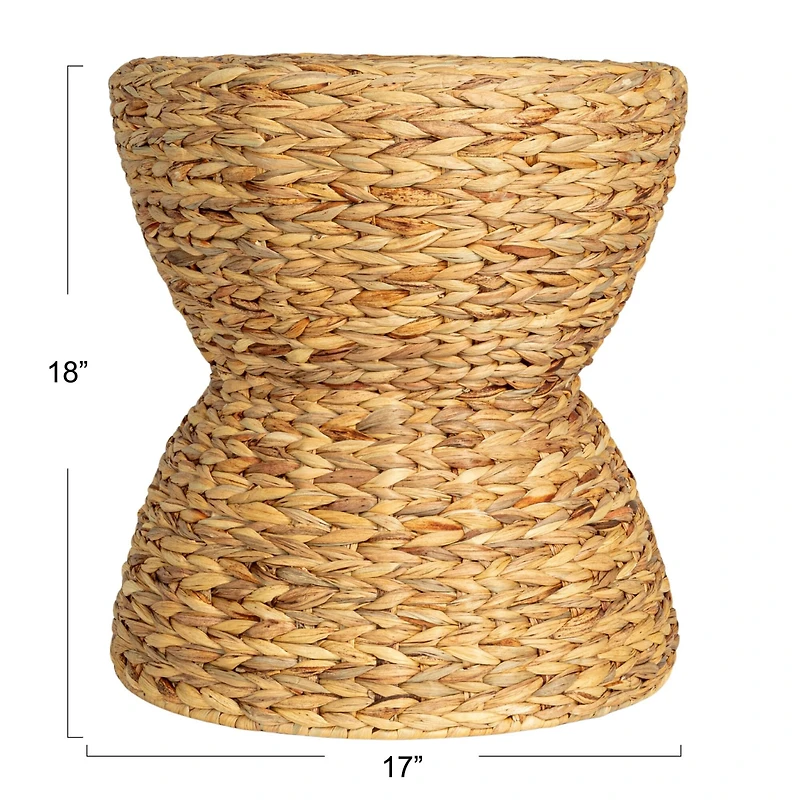 Household Essentials 18" Natural Water Hyacinth Hourglass Stool