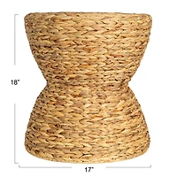 Household Essentials 18" Natural Water Hyacinth Hourglass Stool