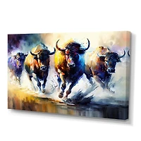 Designart 'Buffalo's Running' Animals Canvas Wall Art