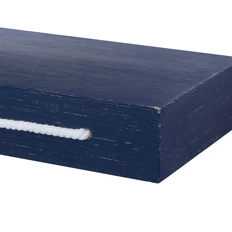 Blue Wood Contemporary Wall Shelf, 3" x 32" x 10"