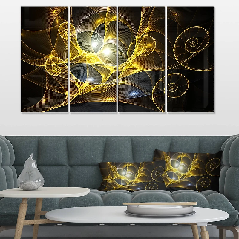 Designart - Golden Curly Spiral on Black