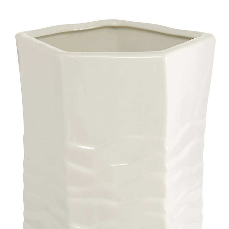 White Ceramic Contemporary Vase, 16" x 6" x 6"