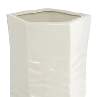 White Ceramic Contemporary Vase, 16" x 6" x 6"