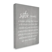 Stupell Industries Sister Definition Family Inspired Phrases Grey Pattern Canvas Wall Art
