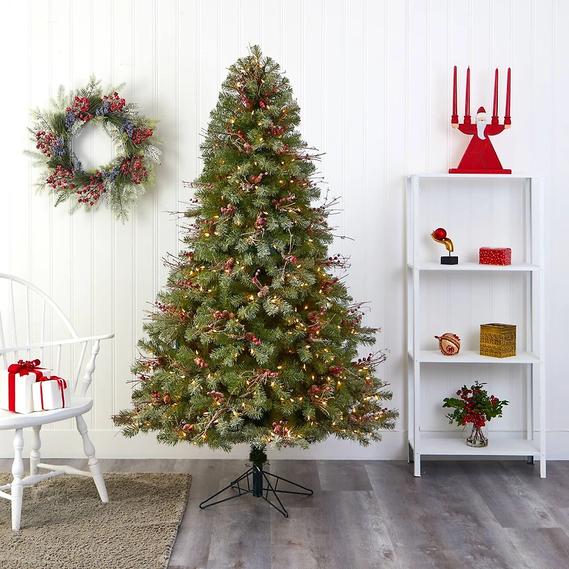 6.5ft. Pre-Lit Big Sky Spruce Artificial Christmas Tree, Clear LED Lights