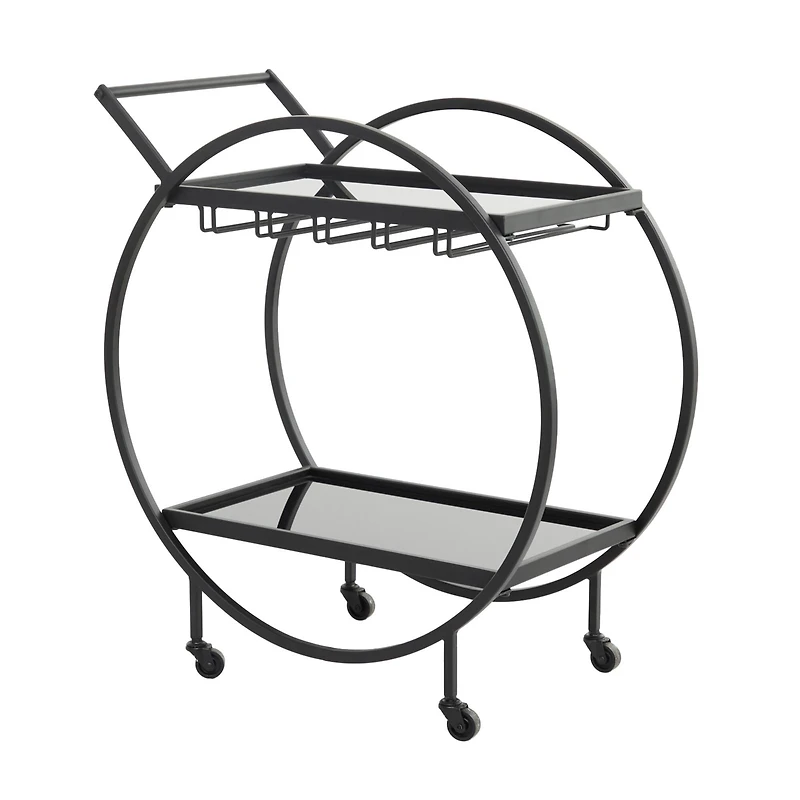 31" Metal Contemporary Bar Cart