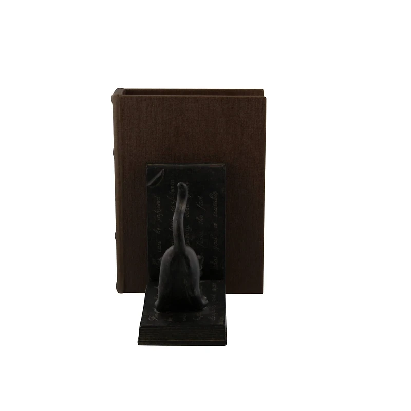 Black Polystone Eclectic Cat Bookends Set