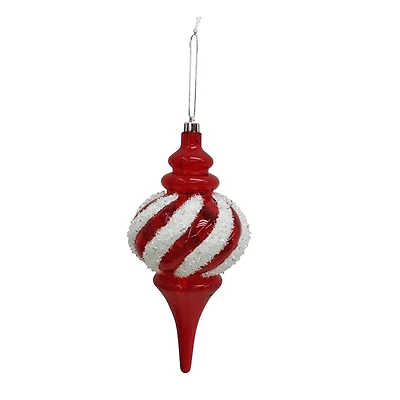 10.25" Red & White Tinsel Twist Jumbo Finial Ornament by Ashland®
