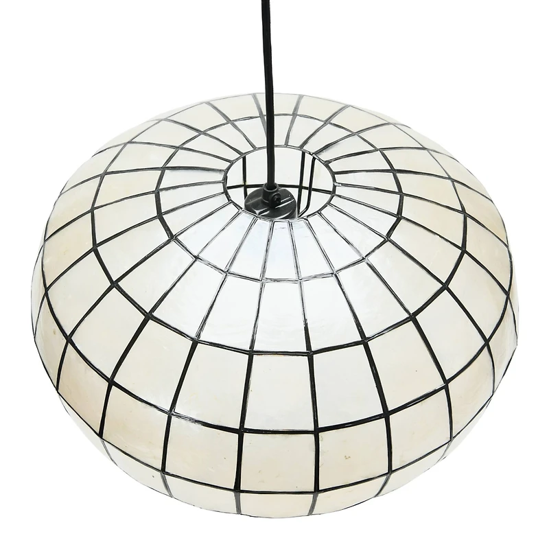 Hello Honey® 16" White Capiz Seashell & Black Oblong Ceiling Light
