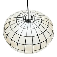 Hello Honey® 16" White Capiz Seashell & Black Oblong Ceiling Light