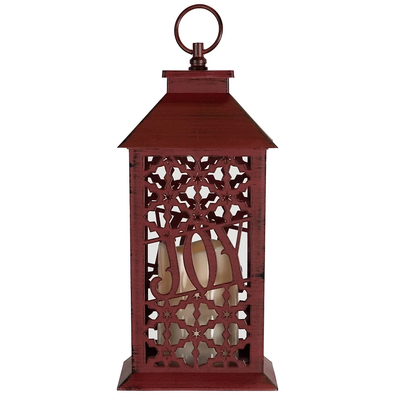 Snowflakes "Joy" Christmas Candle Lantern - 11"