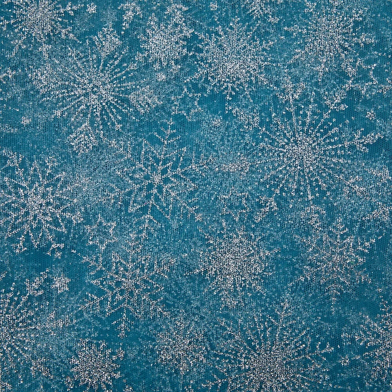 Wyla White Glitter Snowflakes on Blue Mesh