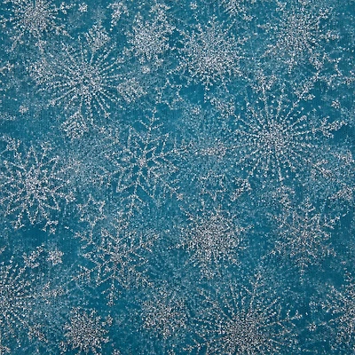Wyla White Glitter Snowflakes on Blue Mesh