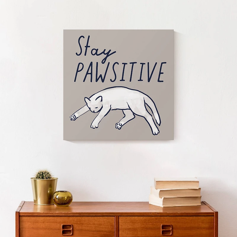 Stay Pawsitive Canvas Wall Art