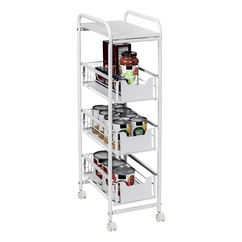 Honey Can Do White 4-Tier Slim Rolling Cart