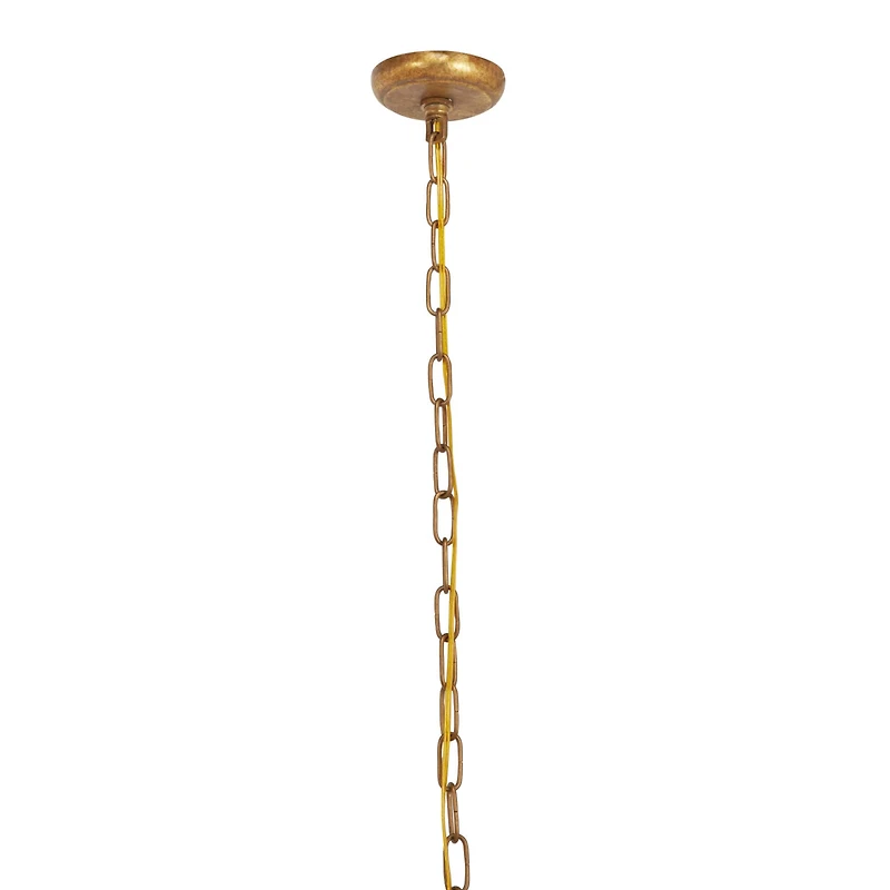 Gold Iron Glam Drum Chandelier, 25" x 22" x 22"