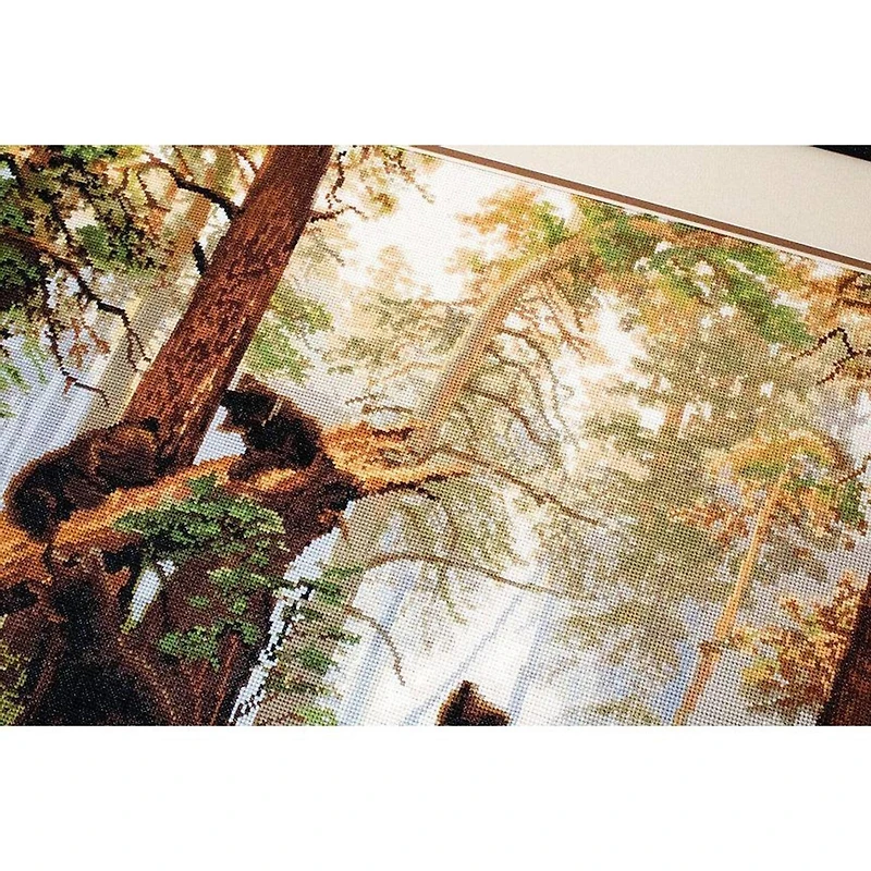 Luca-S Morning in a Pine Forest Counted Cross Stitch Kit