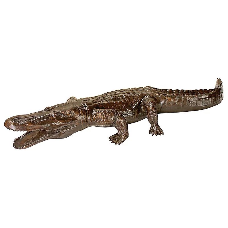 Design Toscano 44" Piped Cast Bronze Prowling Alligator Garden Statue